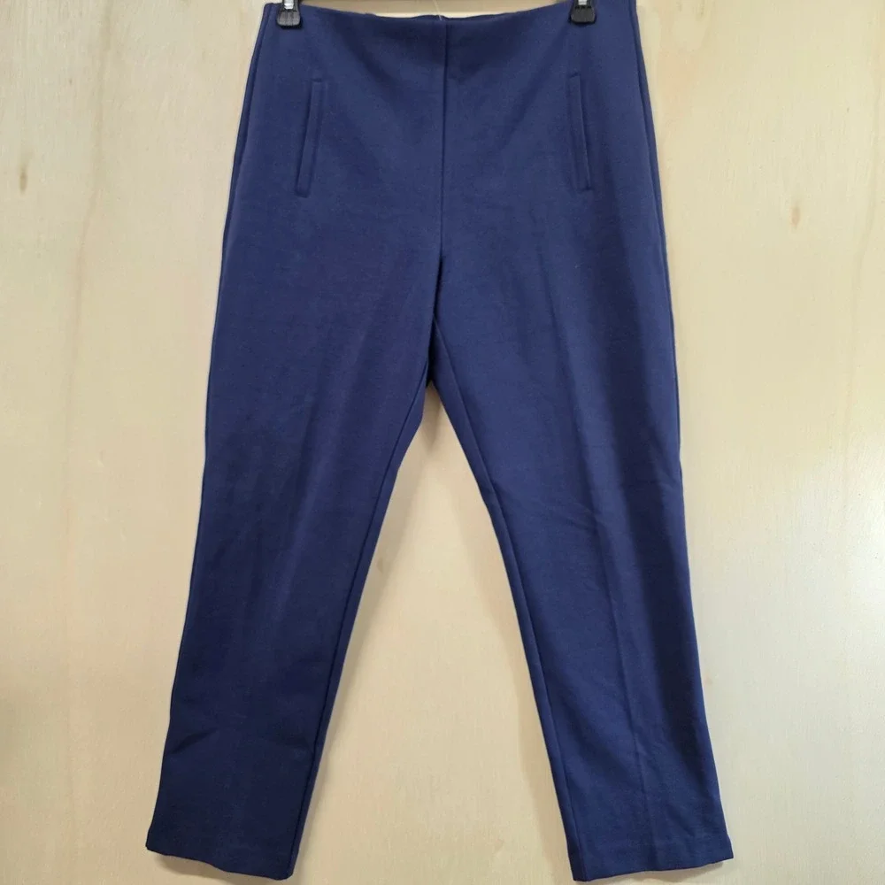 Chicos Navy Blue Ponte Knit Pull On Slim Leg Trousers Pants Womens 1.5 US10